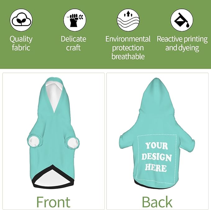 Dog Costume, Custom Dog Hoodie, Dog Name Costume Holiday Pet Pajamas Outfit, Personalized Pet Coat Costumes for Small Medium Large Dogs and Cats for Winter, Turquoise, XL