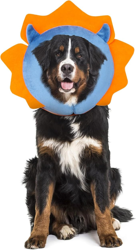 IEUUMLER Inflatable Recovery Dog Collar, Protective Donut Cone, Adjustable Soft Collar for Dog and Cat After Surgery Prevent from Biting & Scratching EU002 - Blue Demon XL