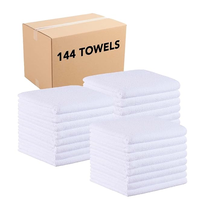 Arkwright Bleach Proof Salon Towels Bulk - Case of 144 - Ultra Soft, Gentle Microfiber, Highly Absorbent & Quick Dry Spa Facial Towel for Hair Stylist, Nail Shop, and Esthetician, 16 x 27 in, White