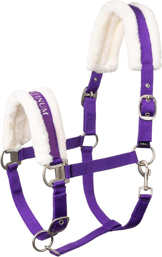 HORZE Howard Soft Fleece Padded Adjustable Polyester Horse Halter - Purple - Pony
