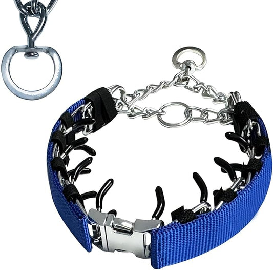 Prong Training Collar for Dogs, Rotating Ring Welding, Adjustable Dog Training Pinch Collar with Quick Release Buckle, for Small Medium Large Dogs