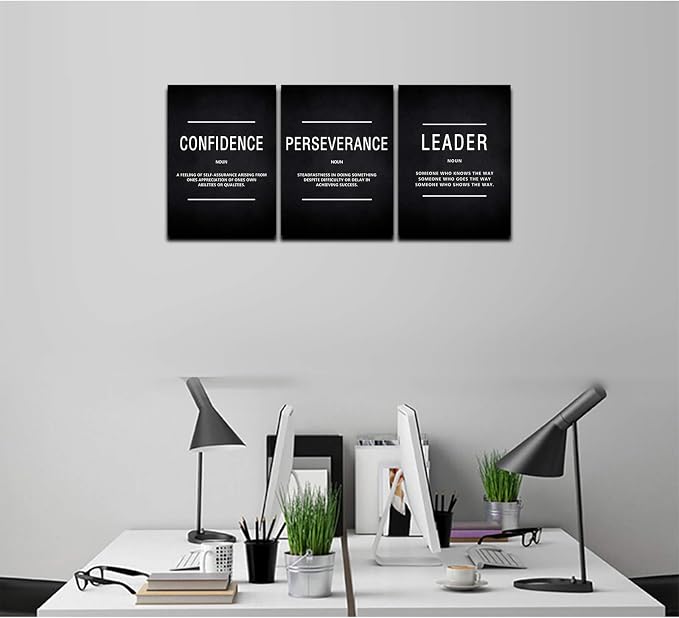HUADO Motivational Canvas Wall Art, Leader Confidence Perseverance Office Wall