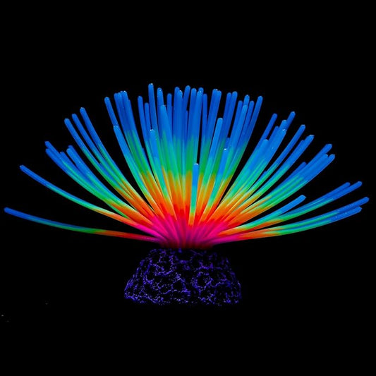 Uniclife Aquarium Imitative Iridescent Blue Sea Urchin Ball Artificial Silicone Ornament with Glowing Effect for Fish Tank Landscape Decoration