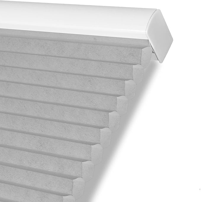 Persilux Light Filtering Cellular Blinds for Windows Pleated Cordless Roller Shades Room Darkening UV Protection Honeycomb Shades for Home, Windows and Bedroom, Dark Grey, 50" W x 54" H