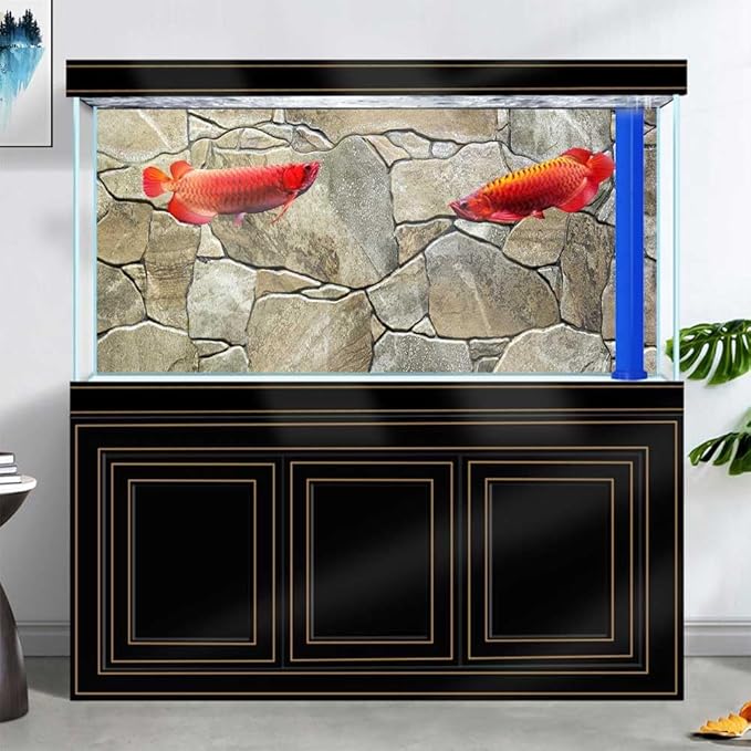 48X20IN Marble Aquarium Background, Art Marble Aquarium Background, Natural Marble Glass Terrarium Background with 8 EVA Double-Sided Tape