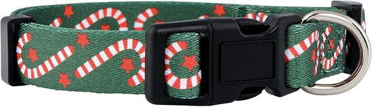 Native Pup Christmas Dog Collar- Winter Holiday Collars for Pets- Xmas Gift for Puppy- Santa, Reindeer, Snowman, Candy Cane, Red Green- Girl Boy- Small, Medium, Large Breeds (Candy Cane, Small)