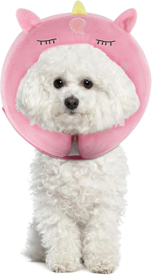 IEUUMLER Inflatable Recovery Dog Collar, Protective Donut Cone, Adjustable Soft Collar for Dog and Cat After Surgery Prevent from Biting & Scratching EU002 - Unicorn M