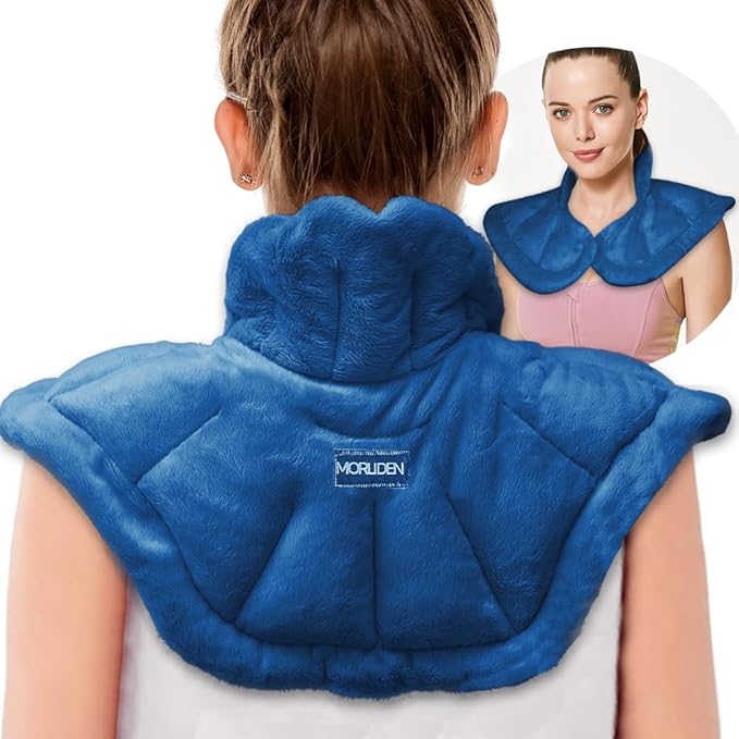 Microwavable Heated Neck Wrap Warmer and Shoulder Heating Pad Microwave, Weighted Microwave Heating Pad for Neck and Shoulders Hot and Cold Compress