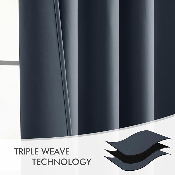 MIULEE Stone Blue Back Tab Blackout Curtains 84 Inch Length 2 Panels Set