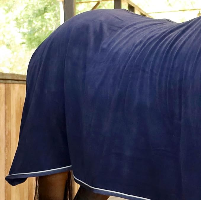 Jeffers Equine Elite Fleece Horse Cooler Blanket, 69 Inch – Soft, Adjustable Fit, Lightweight, Easy Care, Moisture Wicking Cooling Sheet with Surcingle for Post Exercise, Travel for Horses – Navy