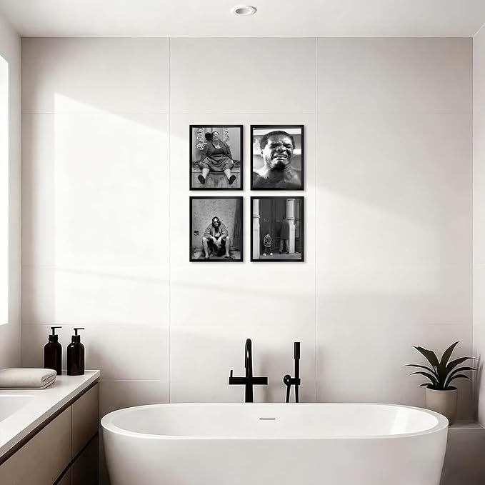 Funny Bathroom Decor Wall Art Set of 4, Dumb & Dumber Comedy Movie Posters