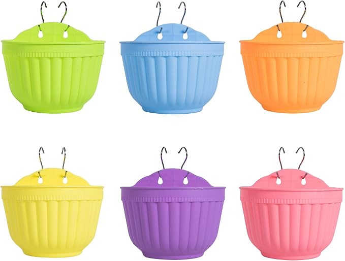6 Pcs Colorful Resin Wall Hanging Planter Pot Vertical Garden Living Wall Mount