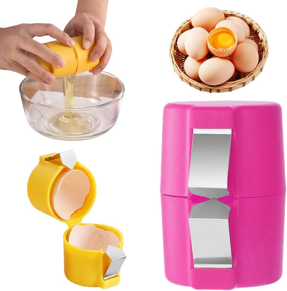 Stainless Steel Egg Shell Opener, 2025 New Egg Shell Cutter Egg Shell Separator for Raw Eggs Gadgets, Multifunctional Egg Cutter Egg Cracker Separator for Home Kitchen (Red)