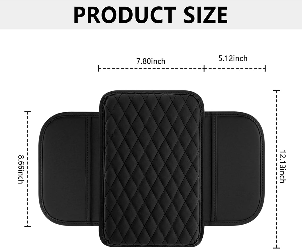 Upgraded Car Center Console Cover,Microfiber Leather Car Armrest Cover Cushion with 2 Storage Bags,Car Armrest Storage Box Interior Accessories for Most Vehicles (Black)