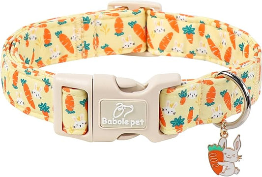 Easter Dog Collar for Puppy Small Dogs - Cute Carrot Bunny Easter Collars for Boy Girl Dogs, Lightweight Adjustable Yellow Cartoon Holiday Dog Collar XS