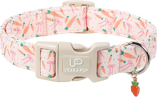 Easter Day Dog Collar, UP URARA PUP Easter Bunny Adjustable Pet Collar with Quick Release, Colorful Rabbits Dog Collars for Small Medium Large Dogs