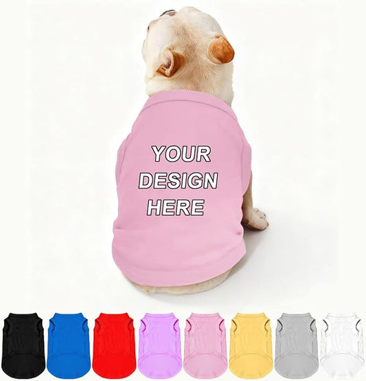 Custom Dog Clothes Shirts for Small Large Dogs Breathable Pet Shirt Customized Image Text Sleeveless Tank Tops for Puppy Cats Customize Pets Apparel Gifts, Light-Pink, 4XL