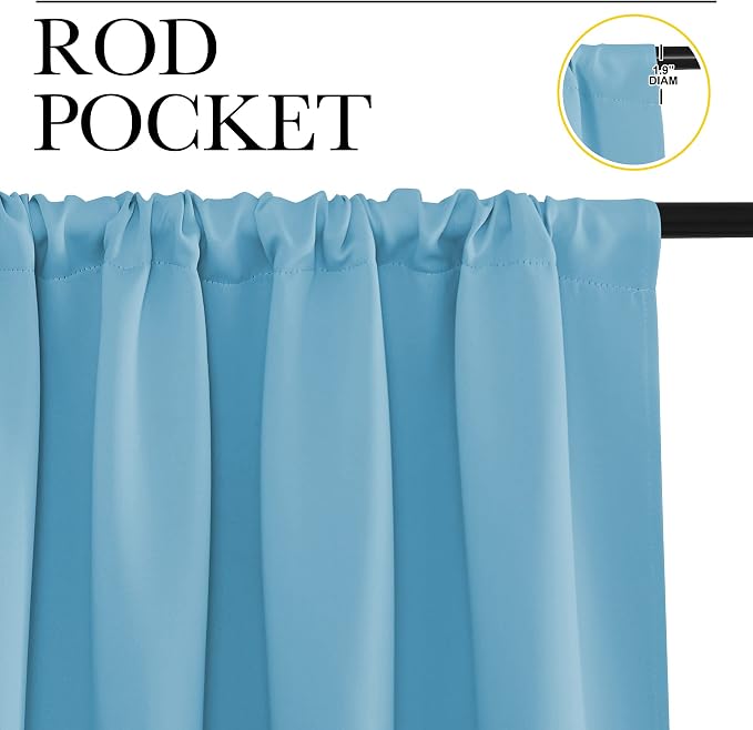 NICETOWN Kitchen Curtains, Short Blackout Drapes, Teal Blue, Thermal Insulated