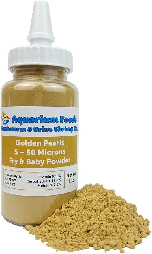 Aquatic Foods Inc. Golden Pearls 5-50 Microns for Tropical Fish Fry and Babies, Corals, Anemones, Reef Tanks…3.1oz Squeeze Bottle