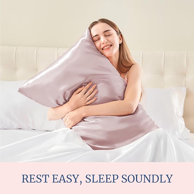 BEDELITE Satin Pillowcase for Hair and Skin, Super Soft Similar to Silk Pillow Cases 4 Pack with Envelope Closure, Cooling Pillowcases for Women Men (20"x30" Queen Size, Lotus Pink)