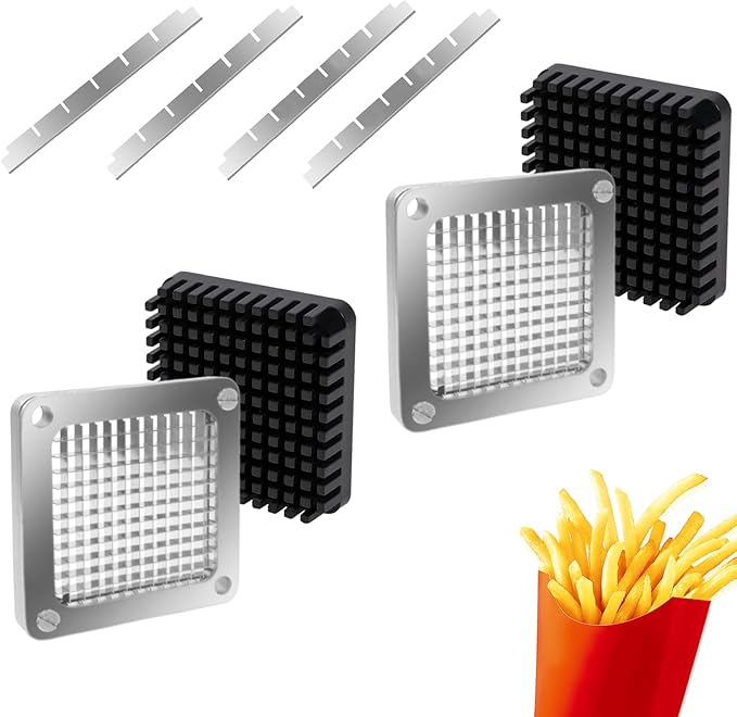 2Pcs 1/4''Replacement Chopper Blade, Commercial Vegetable Chopper Dicer Stainless Steel Blade and Pusher Block for Fruit Cutting Machine Tomato onion French Fries Cutter