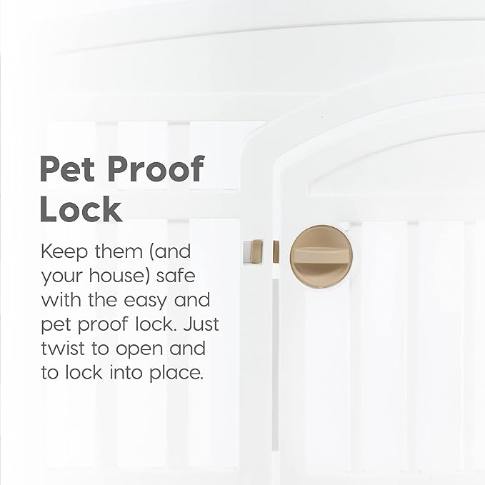 IRIS USA 24" 4-Panel Dog Playpen with Door, 35 x 35 x 24, Puppy Playpen, Dog Play Pen Indoors, Pet Fence, Puppies/Small Dogs, White