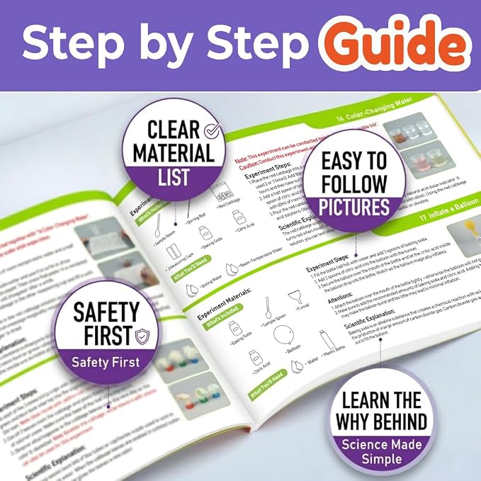 BenBen Science Kit for Kids Age 6-8, 60 Starter Experiments,Birthday Gift | STEM Toy for Boys Girls, Homeschool Classroom Education, Family Group Screen-free Learning Activity, Back to School Gift