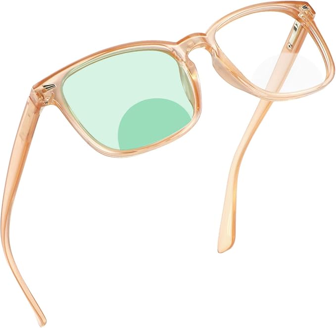 YEIN Bifocal Reading Glasses with Blue Light Blocking Lenses, Bifocal Reader for Women and Men, Vintage Square frame with Spring Hinge (+0.75/+3.25 magnification)