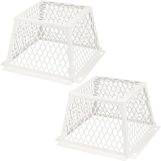 Dryer Vent Bird Guard,Dryer Vent Cover Guard for Most 5" to 6" Bathroom Exhaust Fan Cover Ventilation,8.5"Lx8.5"Wx6"H Steel Ventilation Bird Cage for Bath Exhaust Fan Cover,White,2PCS