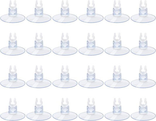 AQUANEAT Aquarium Suction Cups, for Fish Tank Airline Tubing, with Clips 3/16" air Hose Holder, 24pcs (Clear)