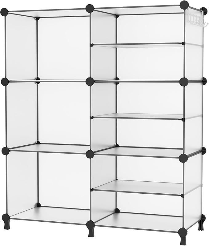 AWTATOS Closet Organizer 6 Cube Storage Shelves Portable Closet Clothes Organizers and Storage Stackable Cubby Shelving for Closet Bedroom Living Room Translucent