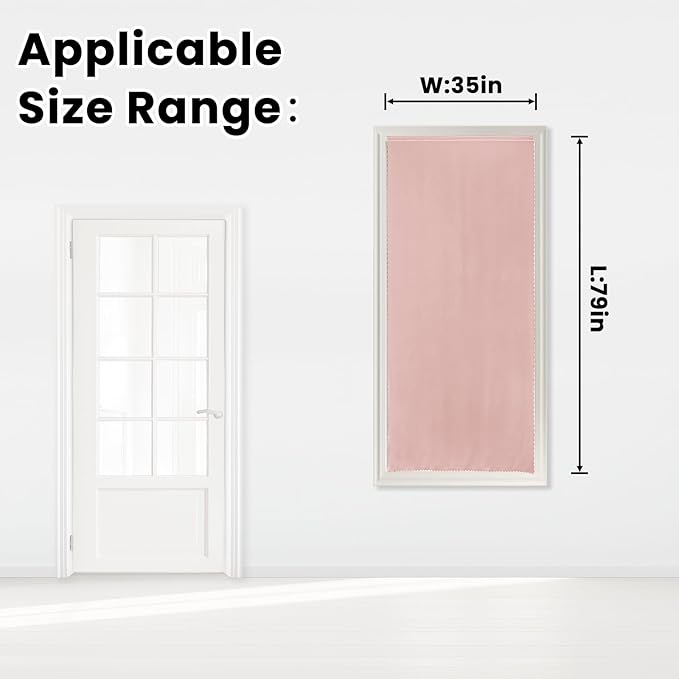 Self Adhesive Blackout Curtains- Stick on Curtains Shades Window Blinds Curtains No Rod Needed Easy to Hang Curtain, Use for Bedroom, Living Room,Roman Shades, 35" W X 79" L, Pink, 1 Panel