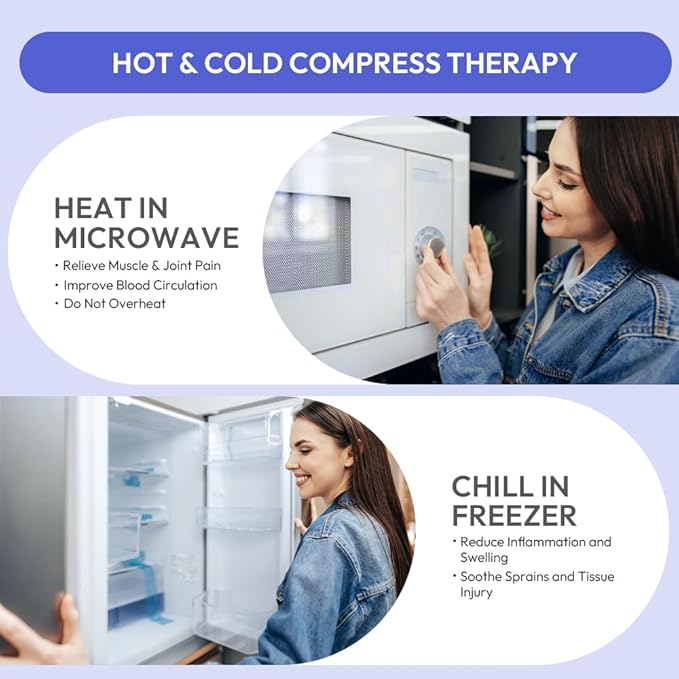 Microwavable Heating Pad for Neck and Shoulders, Weighted Microwave Moist Neck Wrap for Pain Relief Sore Muscle Stress Tension, Heated Wrap with Aromatherapy, Hot & Cold Compress, Purple