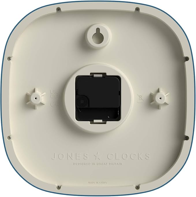 JONES CLOCKS® Pulsar wall Clock | Square Rounded Retro Clock | 10 inch | Blue |