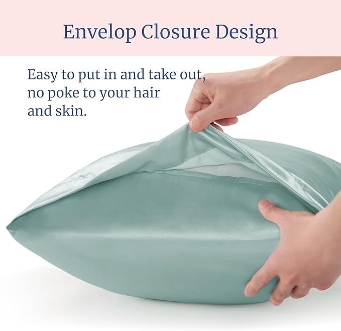 BEDELITE Satin Pillowcase for Hair and Skin, Super Soft Similar to Silk Pillow Cases 4 Pack with Envelope Closure, Cooling Pillowcases for Women Men (20"x36" King Size, Haze Blue)