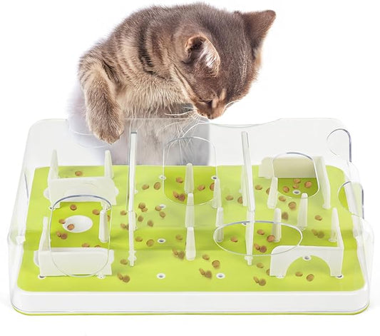 ALL FOR PAWS Interactive Cat Puzzle Feeder & Slow Feed Toy – Mental Stimulation Treat Dispenser Maze for Indoor Cats, Enrichment & Cat Food Toy