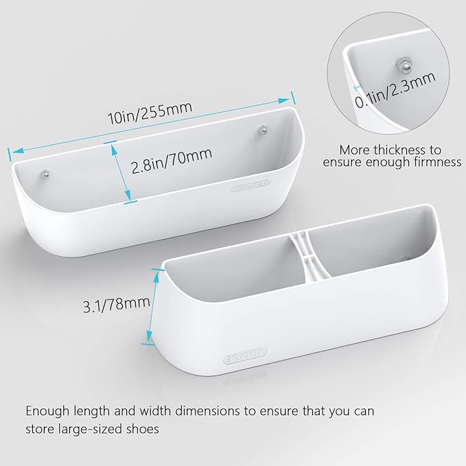 Wall Mounted Shoes Rack 6Pack with Sticky Hanging Strips, Plastic Shoes Holder Storage Organizer,Door Shoe Hangers (SM03-White-6)