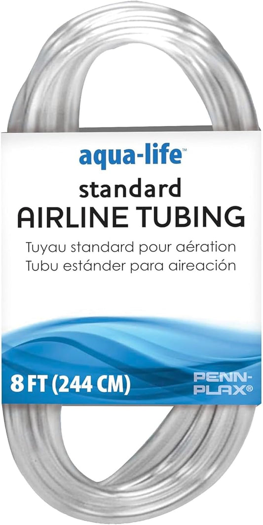 Penn-Plax Aqua-Life Standard Airline Tubing - 3/16 Inch Flexible Airline Hose for Aquarium Pumps, Fish Tank Line for Air Stones & Filters - Safe for Freshwater & Saltwater - 8 ft Long, Clear