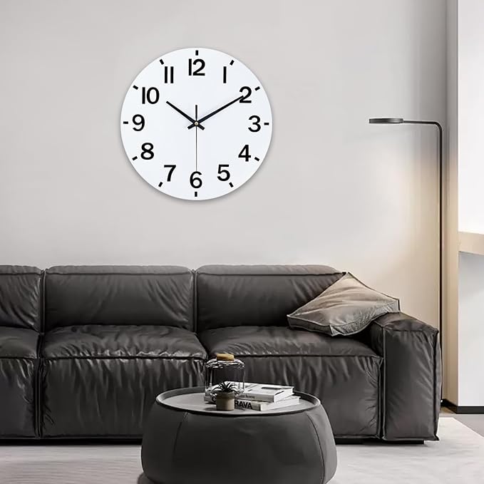 HZDHCLH Wall Clock 8 Inch Silent Non Ticking Wood Battery Operated White Wooden