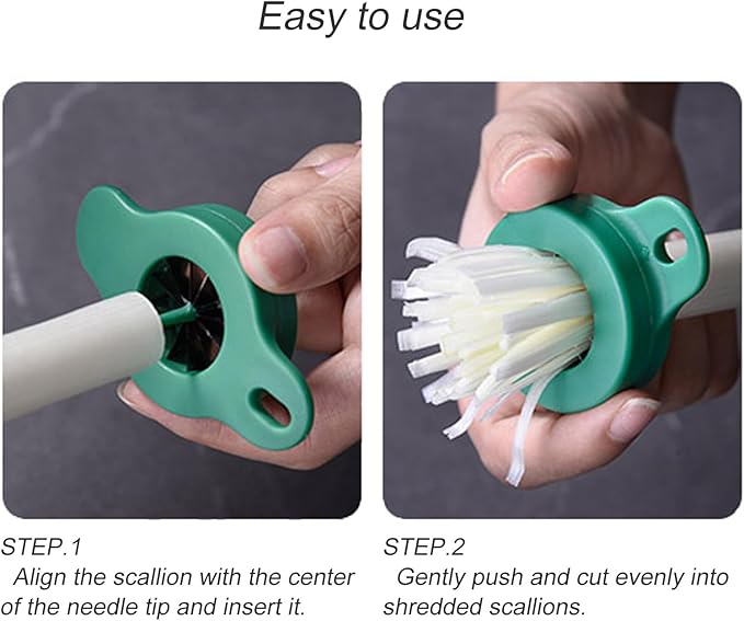 Green Onion Shredder, 2 Pcs Kitchen Onion Cutter with 12 Blade Design, Green Onion Slicer Tool, Seasoning Spice Choppers