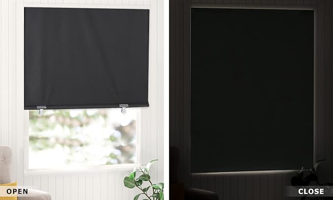 LazBlinds 100% Blackout Cordless Thermal Insulated UV Protection Privacy Curtain