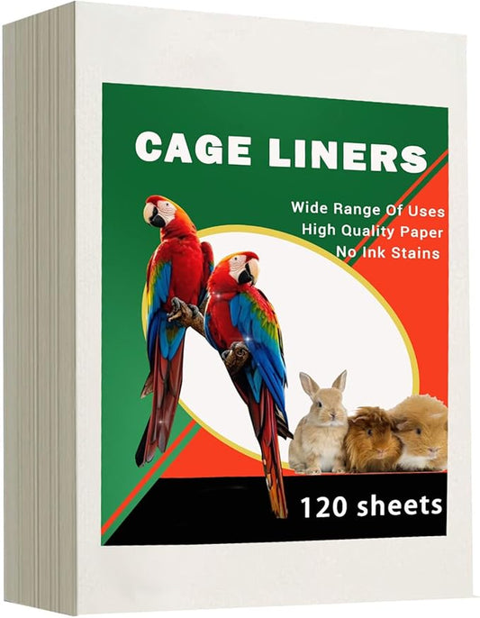 ZIQON 120 Pcs Bird Cage Liner Papers Big Size Cage Paper Liners Disposable Cage Paper Liners Precut Absorbent Cushion Pad Mat Accessories for Pet Bird Parrot (White, 12.2×8.2 inch)