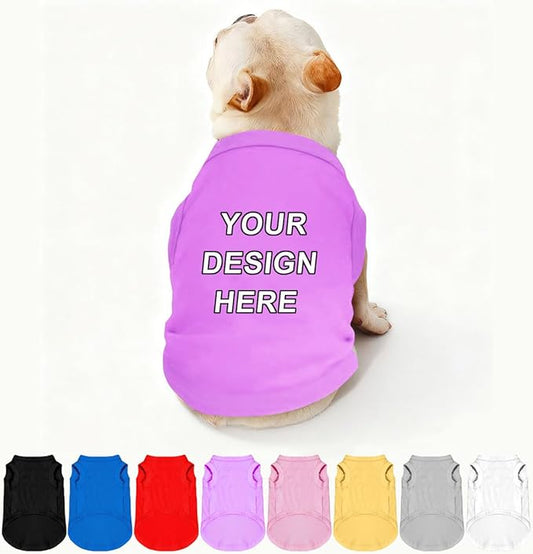 Customized Dog Shirt Custom Pet Clothes T Shirts for Small to Large Dogs Design Image Logo Text Outfits for Puppy Cat Personalized Breathable Sleeveless Pullover Light-Purple, S
