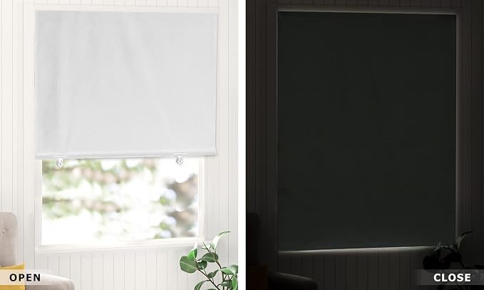 LazBlinds 100% Blackout Door Curtain, No Tools No Drill Cordless Blinds