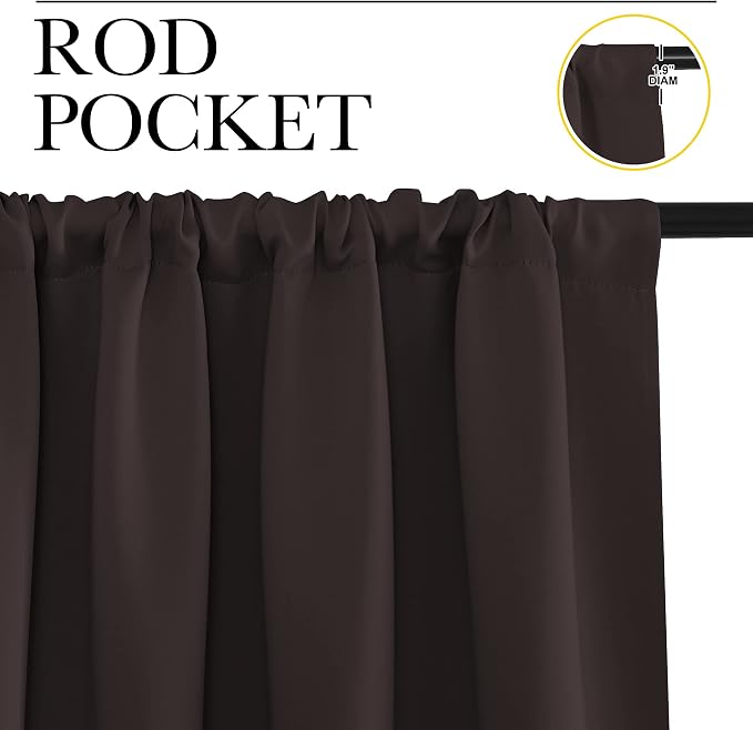 NICETOWN RV Blackout Curtains for Camper Windows, Toffee Brown, Kitchen Curtains