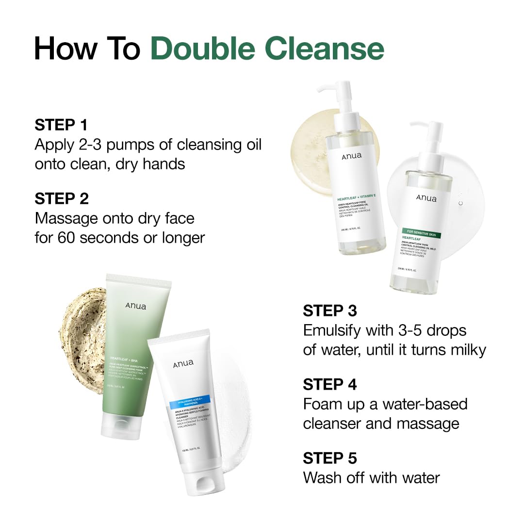 Anua Heartleaf Pore Control Cleansing Oil, Makeup Remover, Korean Skincare 6.76oz