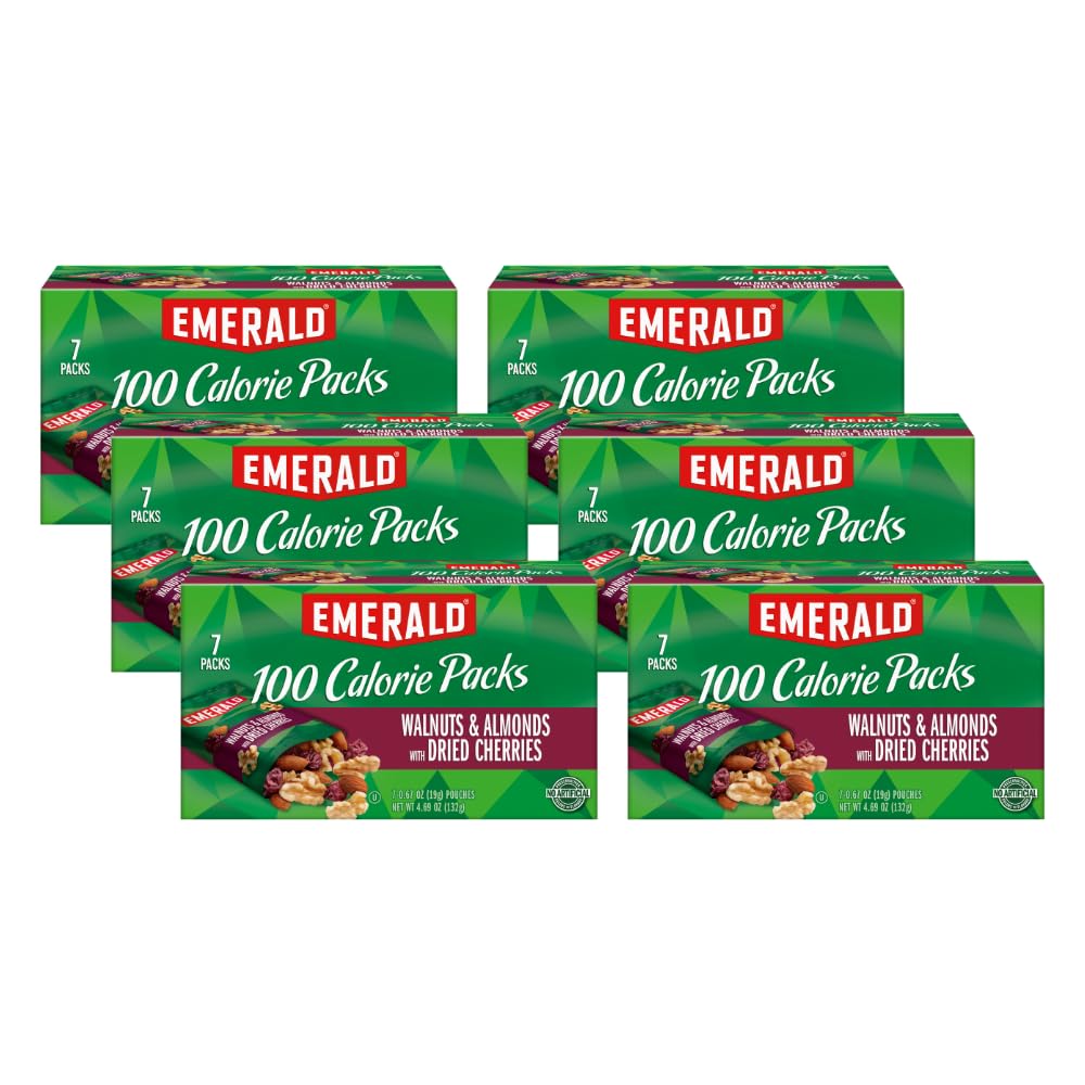 Emerald Nuts Roasted and Salted Cashews 7ct (1-Pack), 100-Calorie Individual Packs, Plant-Based Protein, Kosher Certified, Non-GMO, Contains No Artificial Preservatives, Flavors or Synthetic Colors