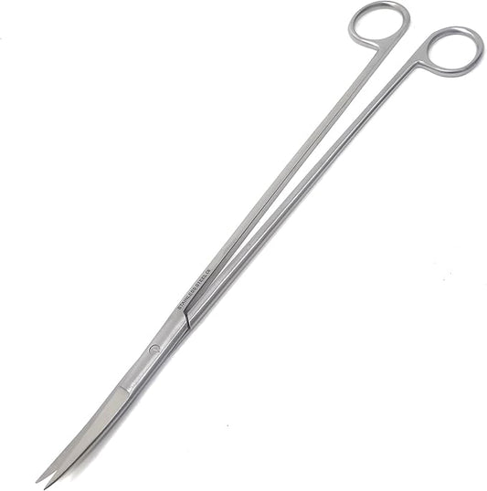 A2Z-Aquascaping Maintenance Tools Accessories,Anti-Rust Stainless Steel Tweezers Scissors Spatula for Aquarium Tank Clean, Fish Tank, Bonsai, Algae Scrapers (12" Scissors - Curved - Silver)