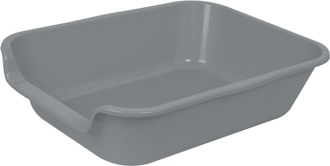 1 Pack of Extra Large Cat Litter Box (ABS Material), Low Entry Senior Litter Pen for Geriatric Kitty Big Cats, Jumbo Pet Safe Litter Boxes Tray for Indoor Pets Potty (Gray, 20" L x 15.5" W)