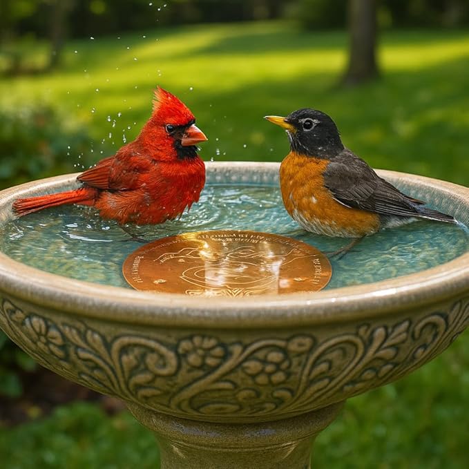 Erva Copper Bird Bath Purification Disk - Made in USA and Maker of The Original - Natural Chemical-Free Bird Bath Purification